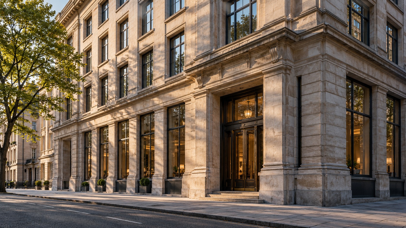 Illustrative limestone business architecture, expressing permanence and stewardship.